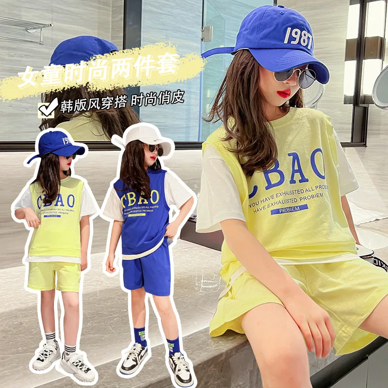 

New Girls Summer Clothing Baby Short Sleeve T-shirt +shorts 2pc Children Cotton Sports Clothes Set Kids Girl Outfits