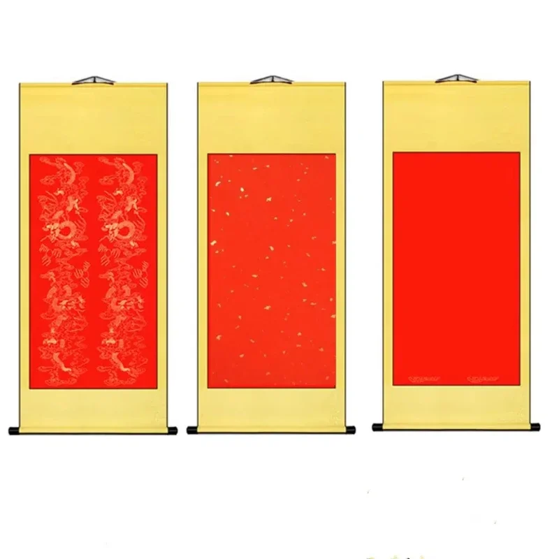 Blank Xuan Paper Scroll Vintage Half Ripe Rice Paper Calligraphy Painting Creation Hanging Scroll Chinese Style Red Decoration