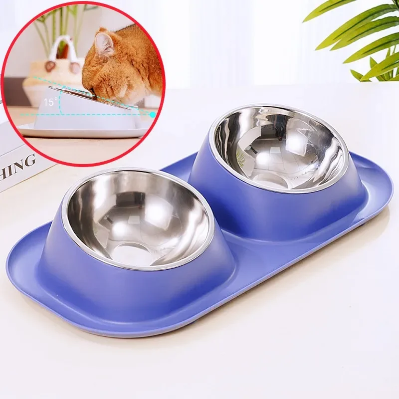 Dog Food Bowl Stainless Steel Dog Food Container Neck Protector Feeder Dogs Water Bowl Double Bowls for Pet Feeding Pet Supplies