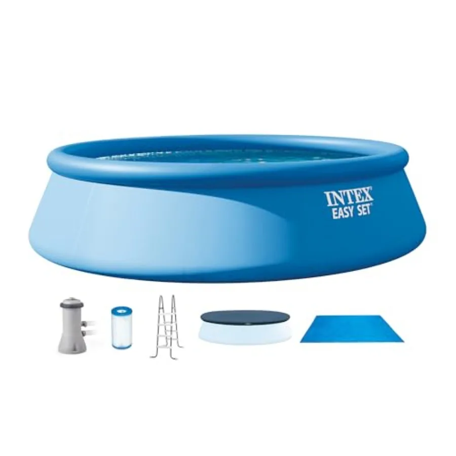 

Easy Set 15 ft x 42in Above Ground Pool Set, Round Inflatable Swimming Pool with 1000 GPH Cartridge Filter Pump, Ladder, Cover,