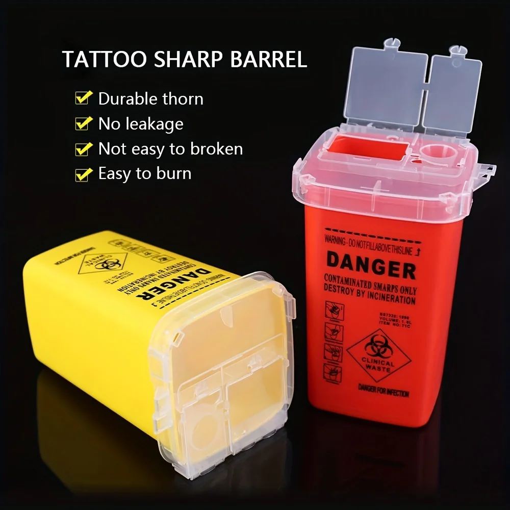 

3pc 1L Tattoo Sharps Collection Bucket Storage Container Tattoo Piercing Needles Disposal Sharps Container Tattoo Supplies