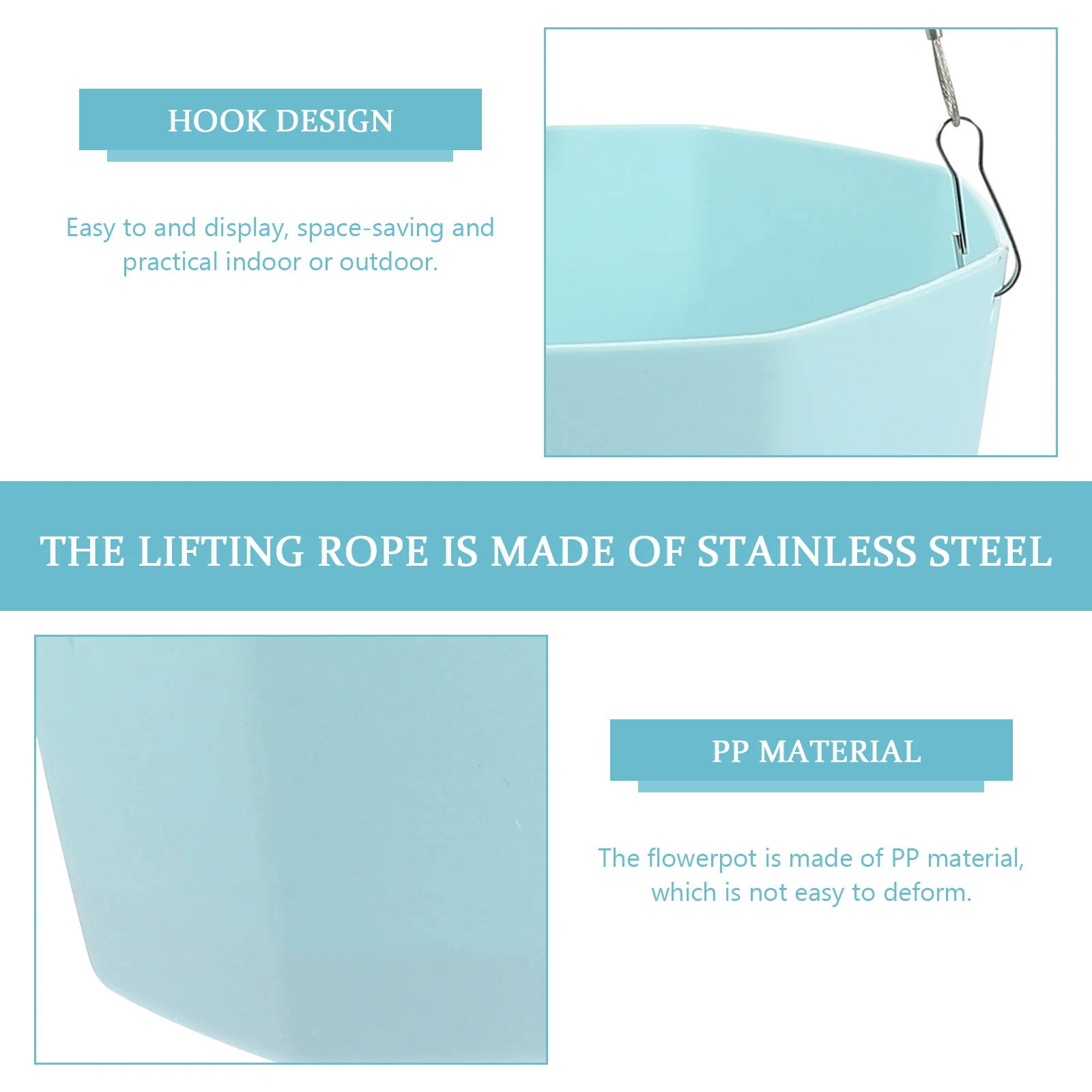 

3 Sets Hanging Flower Pot Basin for Plants Cactus Decor Small Large Baskets Outdoor Storage PP Steel Garden Supplies