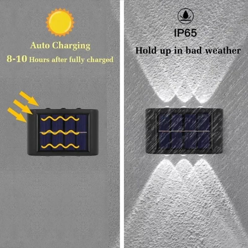 1/2/4/6 قطعة ضوء الشمس الجدار الخارجي مقاوم للماء 6/10LED إضاءة صعودا وهبوطا للحديقة وديكور المنزل