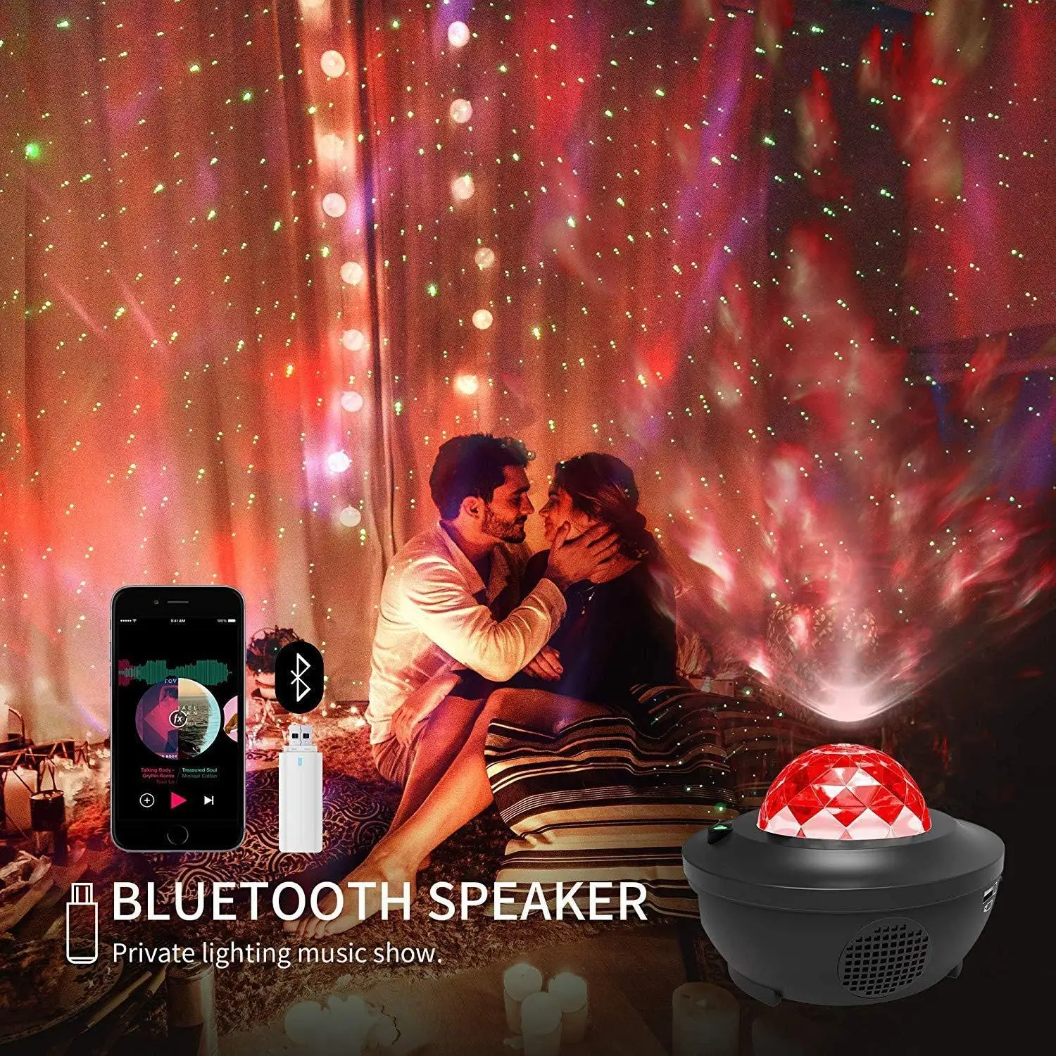 Star Projector Light, Galaxy Light Projector for Bedroom, Night Light Projector with Bluetooth Music Speaker Voice Control