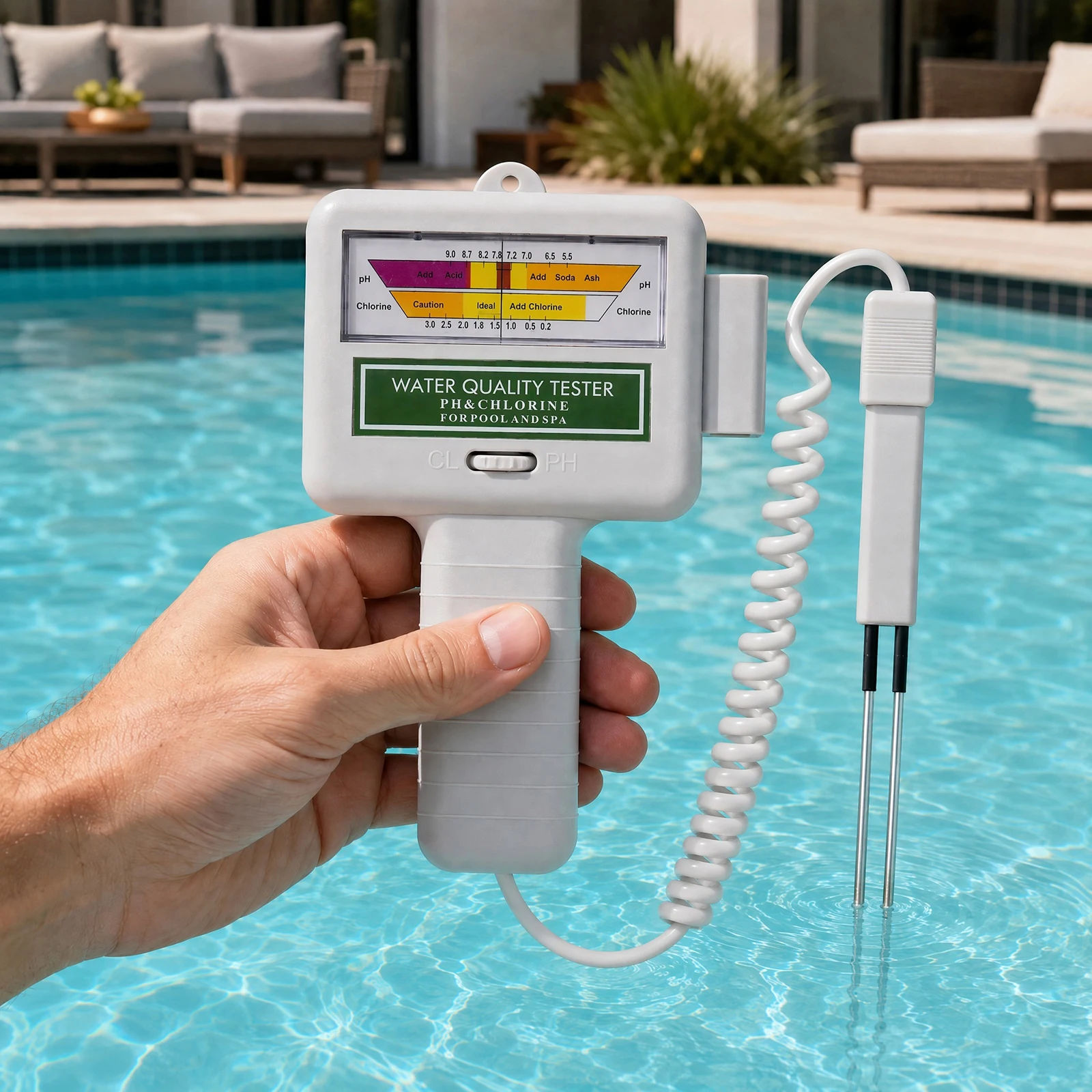 Chlorine Tester PH Meter 2-in-1 Water Monitor PH Chlorine Meter Portable High Precision Easy To Use Spa Swimming Pools Checker