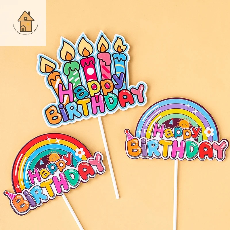 

Rainbow Cake Surface Decoration Mini Cake Plug-in Cake Color Love Cake Decoration