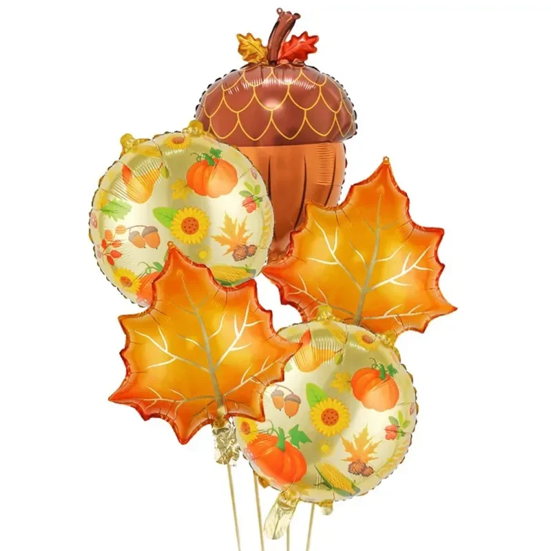 Disney Thanksgiving Party Scene Decoration Cartoon Pumpkin Pineapple Autumn Maple Leaf Turkey Combination Balloon Set