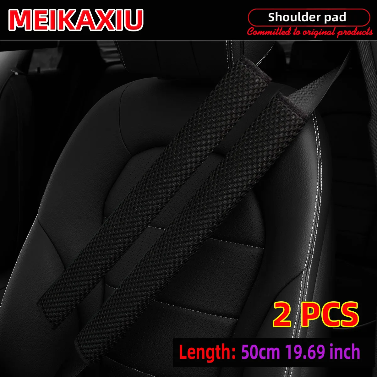 2 Stück, 50 cm, 19,69 Zoll, atmungsaktives Kunstleinen-Mesh-Stoffleder, mehrere Auto-Schulterschützer, Sicherheitsgurt-Dekorationen – Detail 12