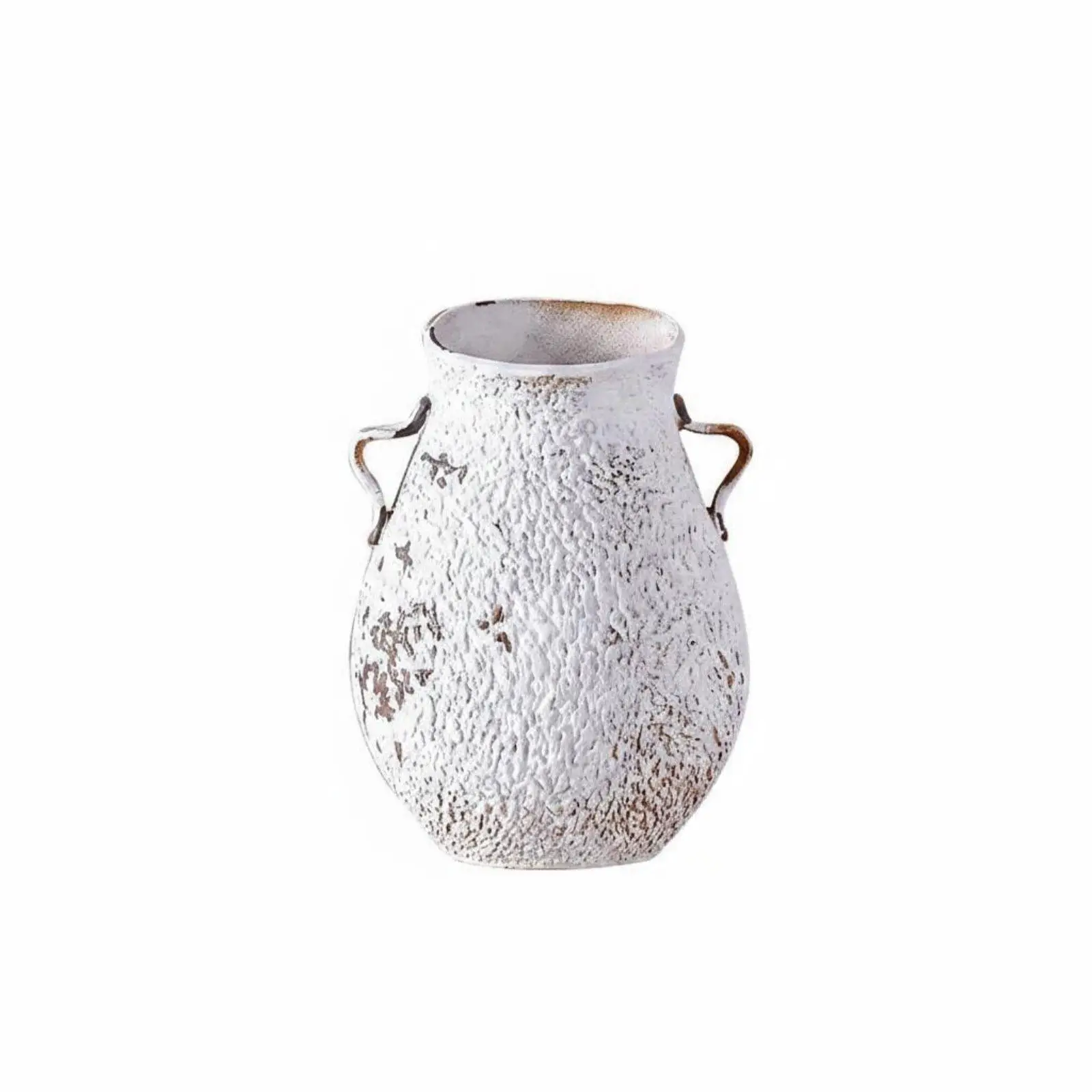 2 Pieces Handled Ceramic Vase Table Centerpiece Textured Ceramic Vase