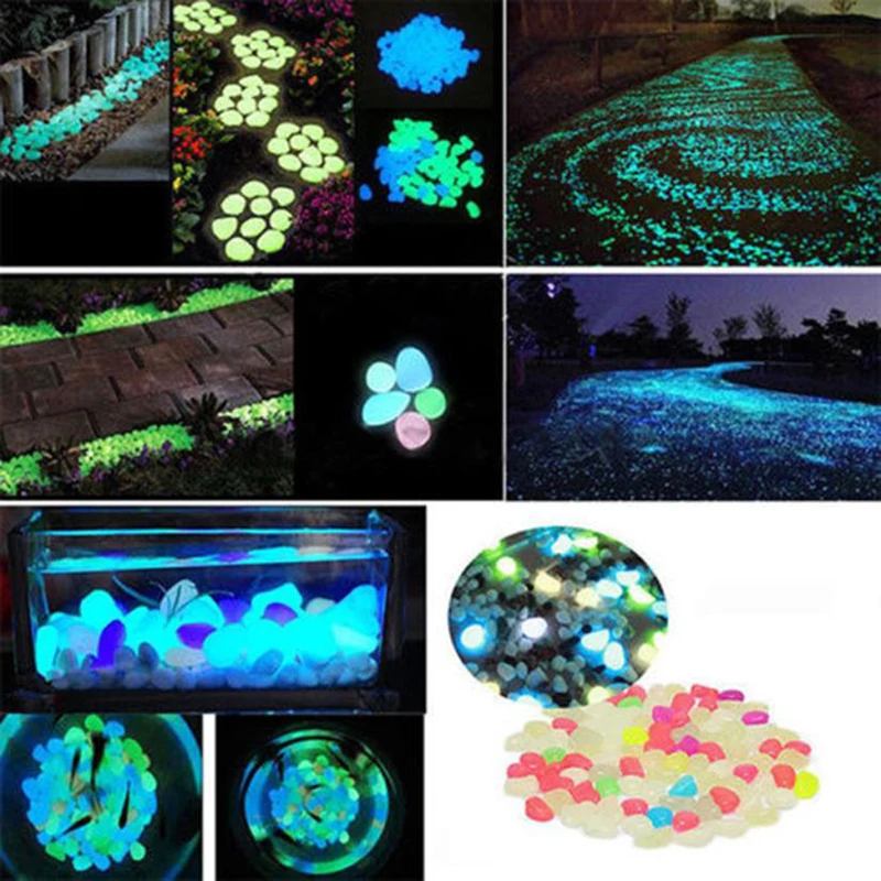 50/100Pcs Glow in the Dark Garden Pebbles For Sidewalk Garden Terrace Lawn Garden Patio Fish Tank Aquarium Decoration Glow Stone