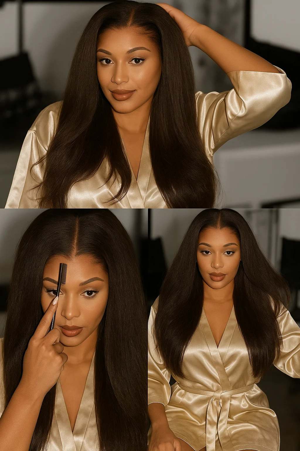 براون ياكي غريب شعر طبيعي مفرود شعر مستعار 13x6 قبل قطع الدانتيل الجبهة غلويليس قبل قطعها شعر مستعار للمبتدئين للنساء السود #4