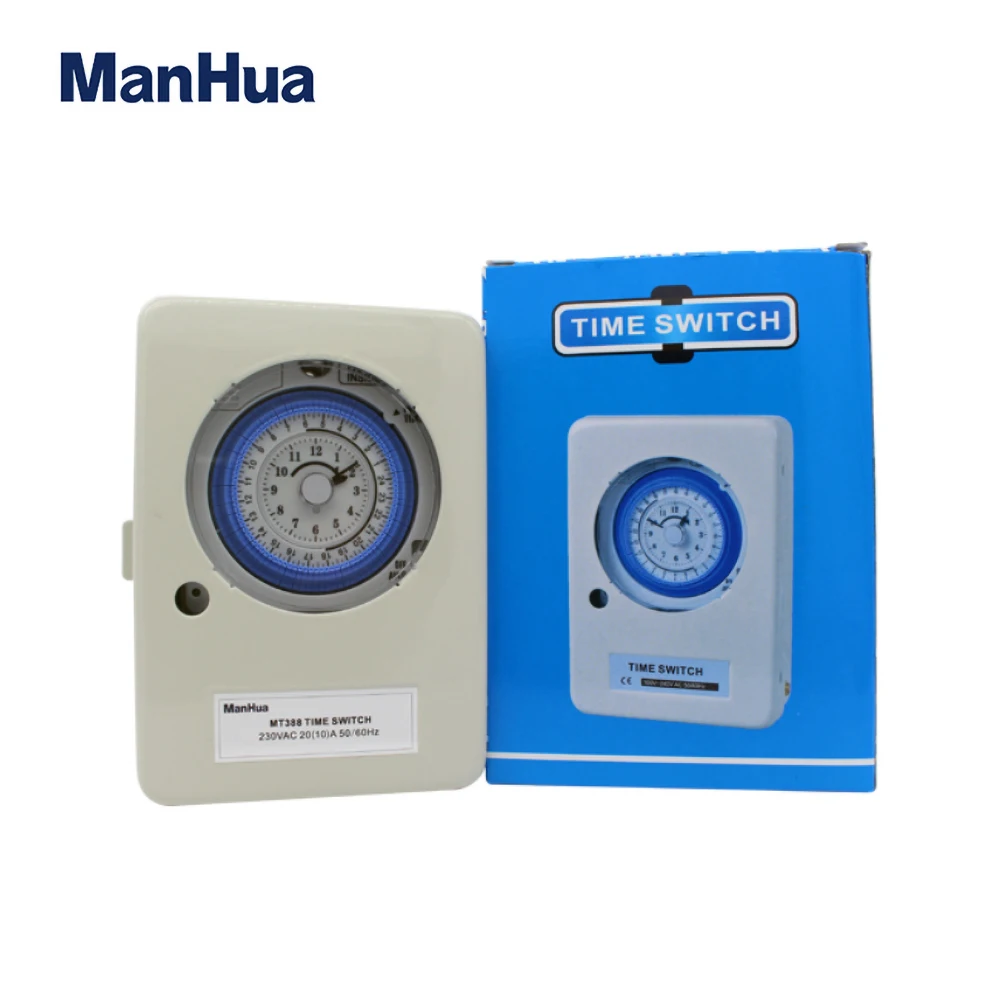 ManHua  MT388 100-240VAC 20A Work Outdoor Waterproof And Collision Proof Din Rail Mechanical Mounting Timer Switch