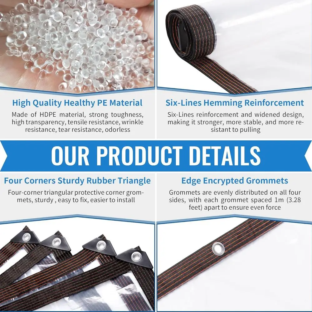 قماش قطني قماشي متين مقاوم للماء بطول 10 × 20 قدم مع حلقات، مقاوم للأشعة فوق البنفسجية للحماية الخارجية #3