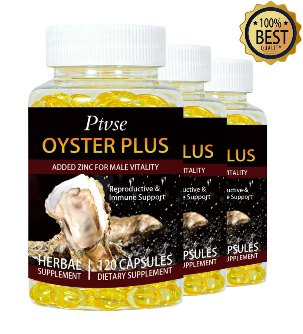 Ptvse Men's Supplement - Oyster Plus + Zinc, Vitality, Strength, Vegetarian Capsules