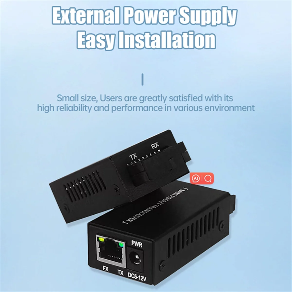 New Tech 10/100M Mini Fiber Media Converter Fibra Optic 20KM SC Connector Single Mode 155mbps Fiber Optical Transceiver EU-Plug