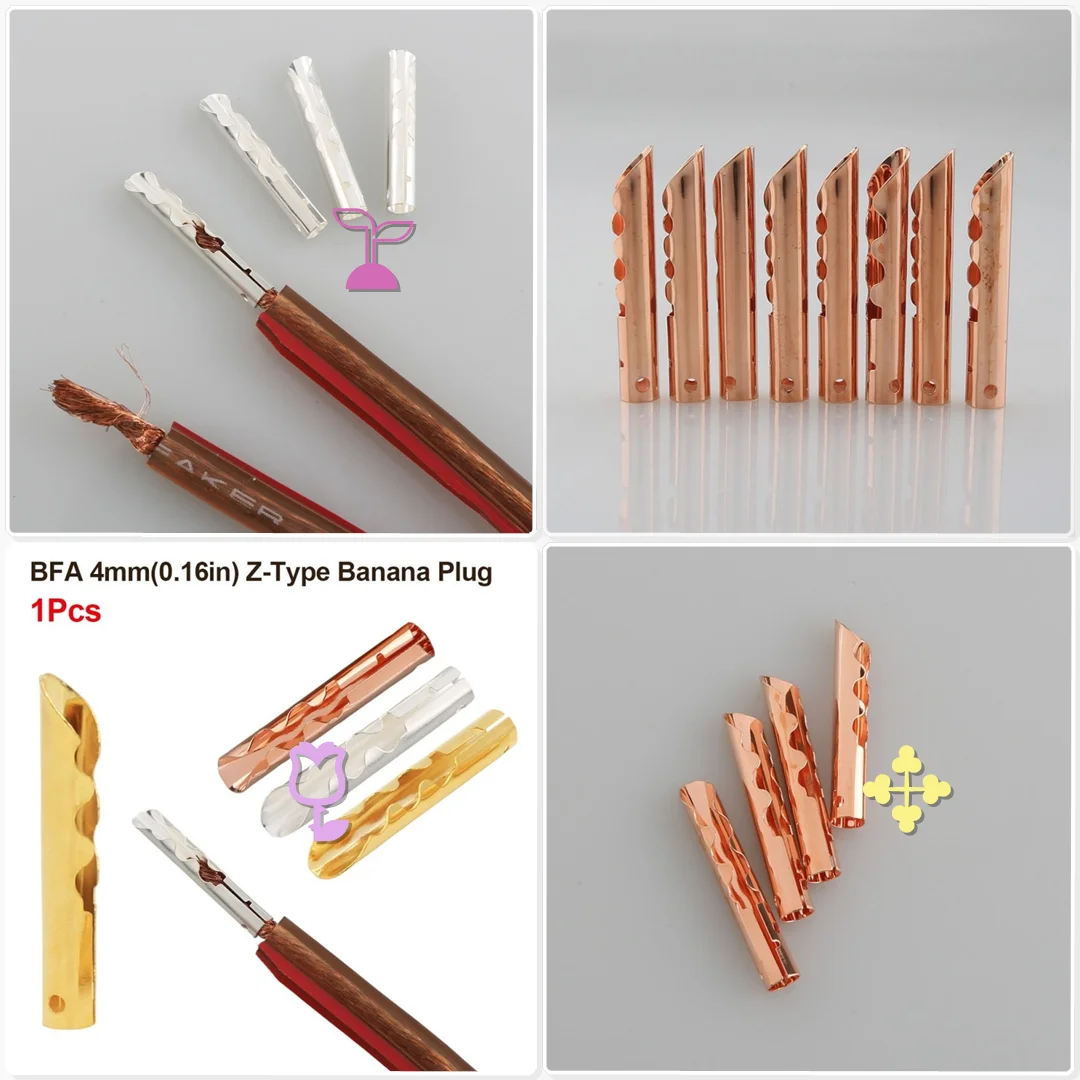 Gold Plated Banana Plug 4mm BFA Z Type Pure Copper Speaker Connector Band Rehearsal Room Amp Speaker Cable