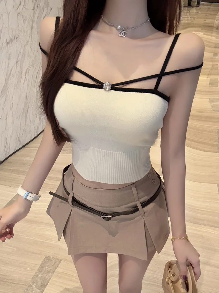 

Luna 22, новый вязаный жилет с ремешком, дизайн Pure Desire Sle, облегающий топ, женская летняя майка Faion