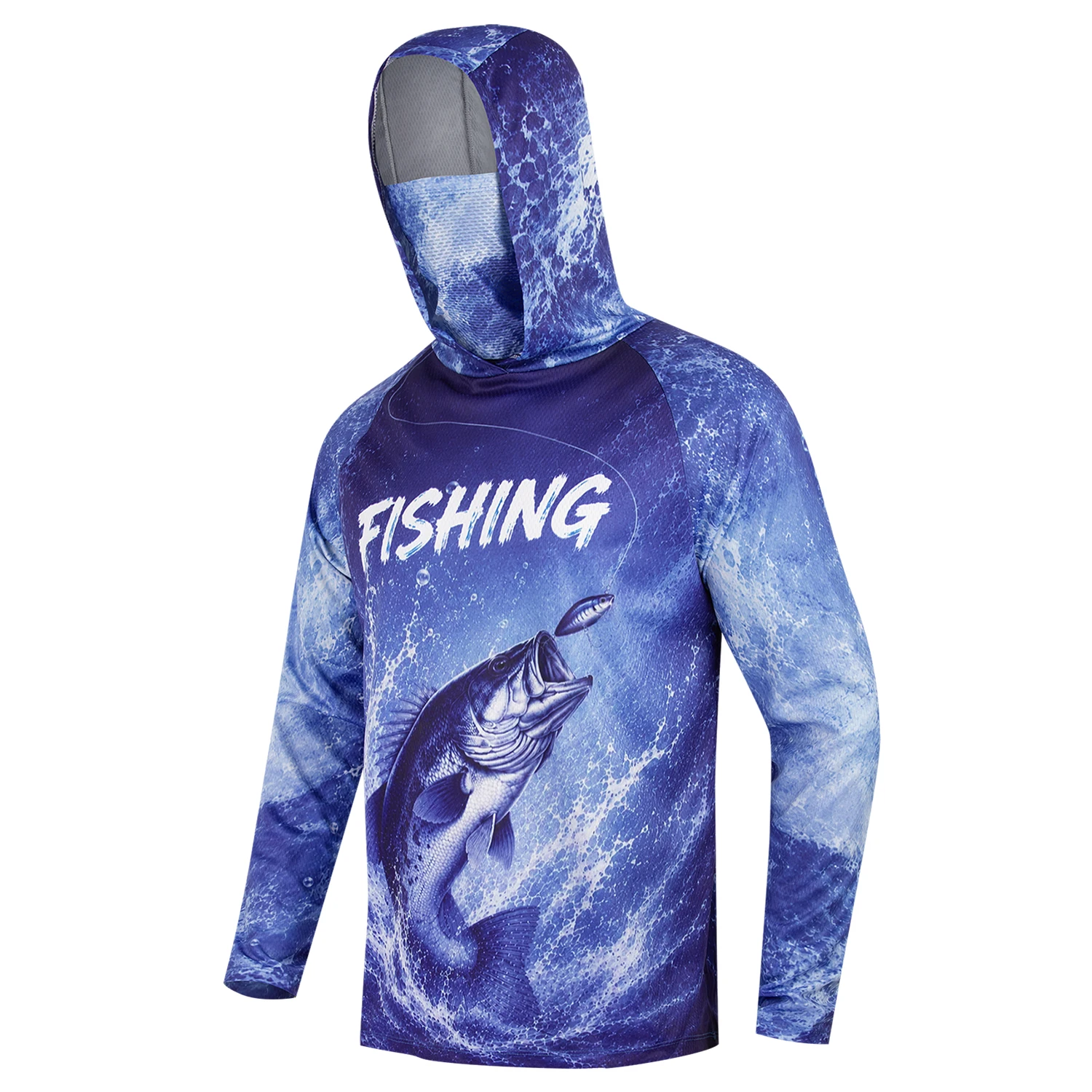 New Men's and Women's Hooded Mask Style Fishing Suit, Quick Drying Sun Protection Long Sleeved Fishing Shirt