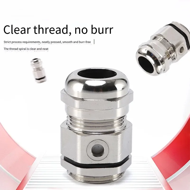 Copper Nickel-Plated Breathing Pressure Reducing Valve Gland Waterproof Connector Cable Breathable Fixed Lock for Enhanced Airfl