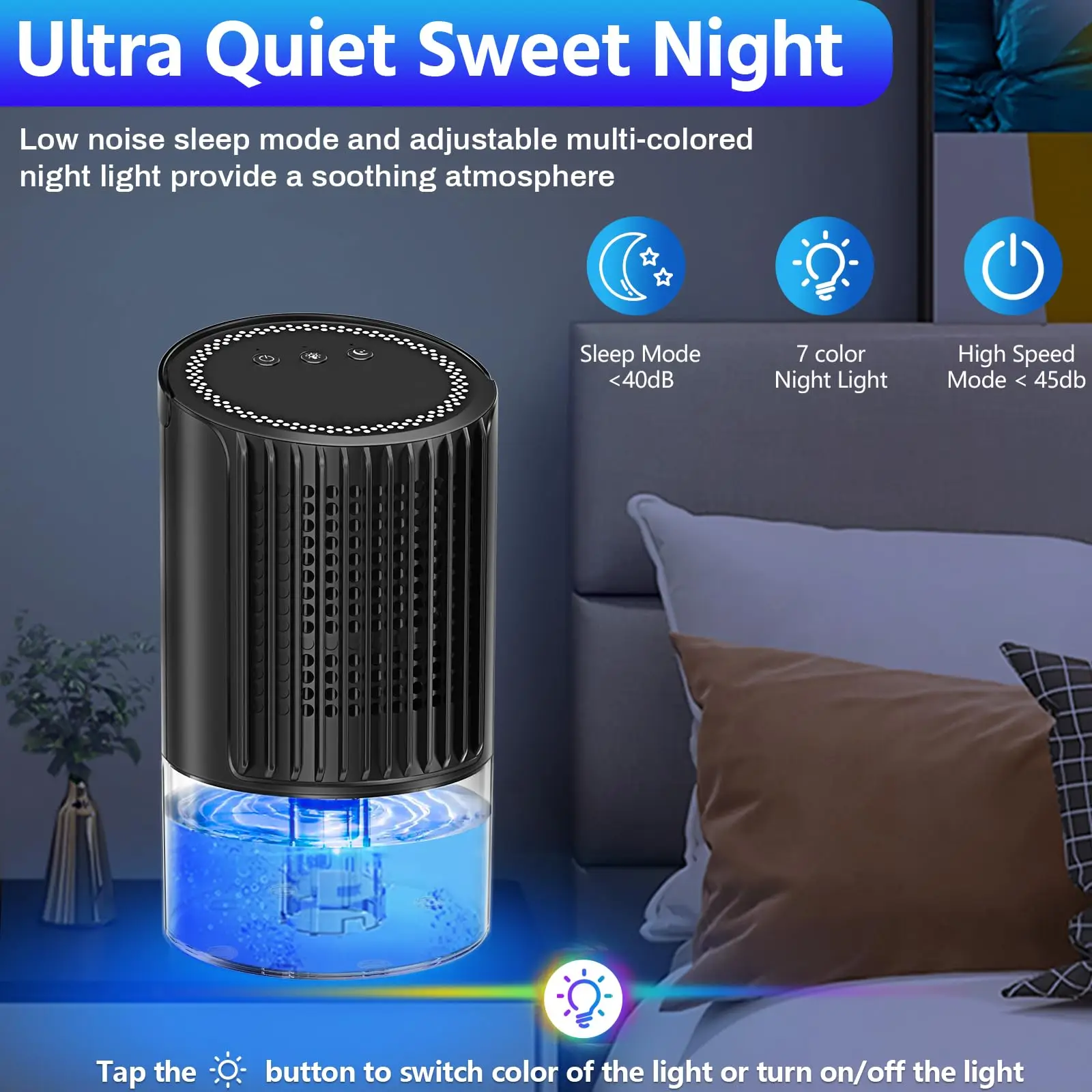 Purificador de aire deshumidificador portátil, secador de aire con USB, absorbentes de humedad silenciosos para el hogar, la habitación, la Oficina y la cocina