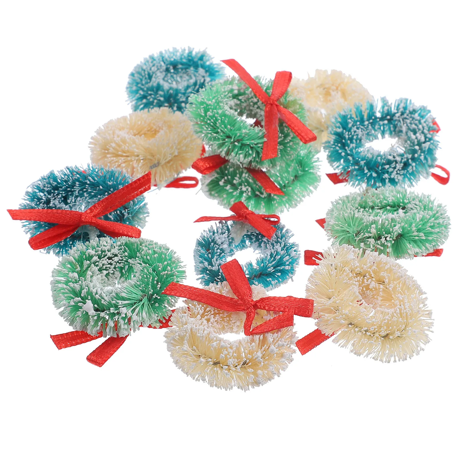 12 Stück Mini-Hängekranz aus Sisal, Weihnachtsdekoration, Schleifengirlande, Weihnachtsbaumdekoration, Party, Hochzeit, Heimdekoration