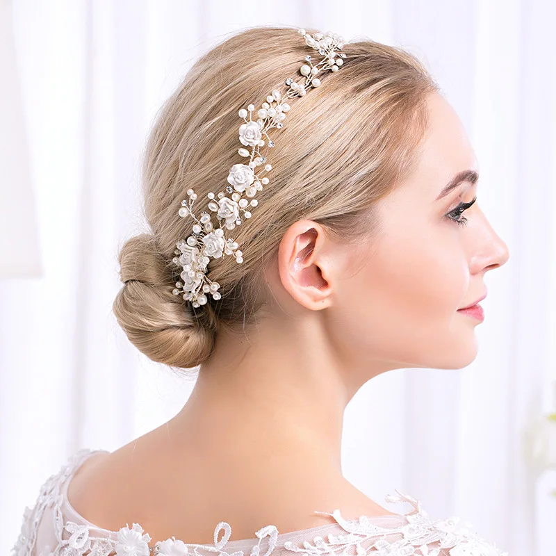 Pearl Flower Headband Bridal Hair Combs Fashion Tiaras de Noiva Wedding Hair Accessories Fairy Marriage Hair Jewelry For Women