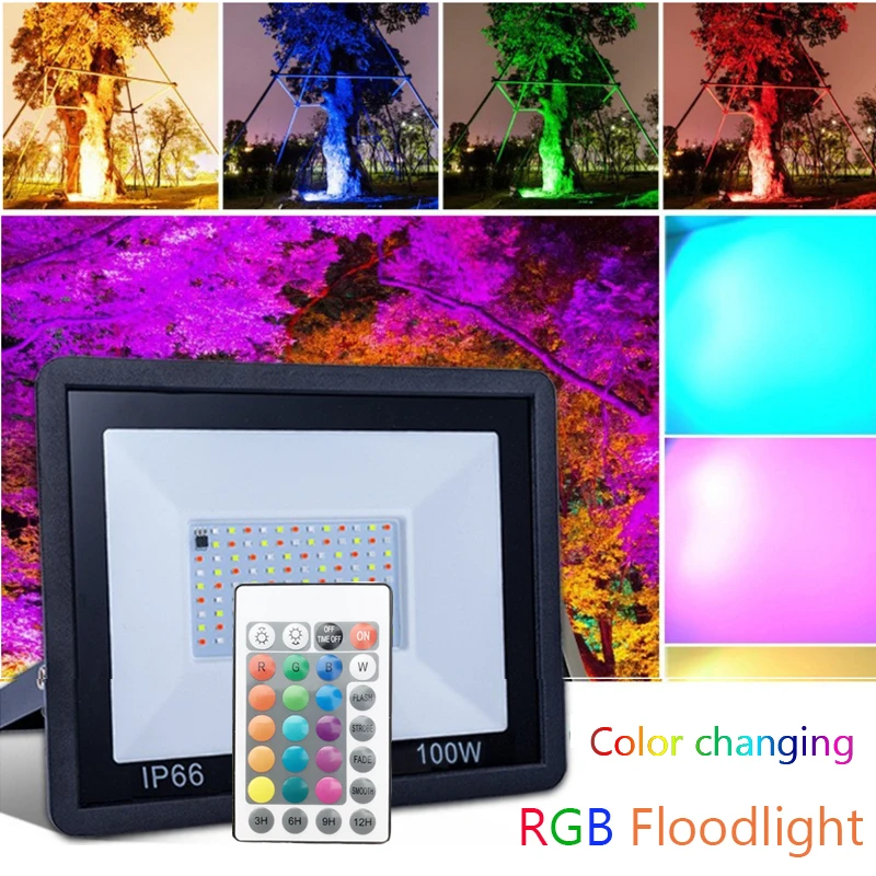 

Временный светодиодный RGB-прожектор, отражатель, наружное освещение, 220 В, 30 Вт, 50 Вт, 100 Вт, IP66, водонепроницаемый RGB-прожектор, ландшафтное освещение