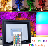 Timeable RGB LED Floodlight Reflector Outdoor Lighting 220V 30W 50W 100W IP66 Waterproof RGB Spotlight Lamps Landscape Lighting