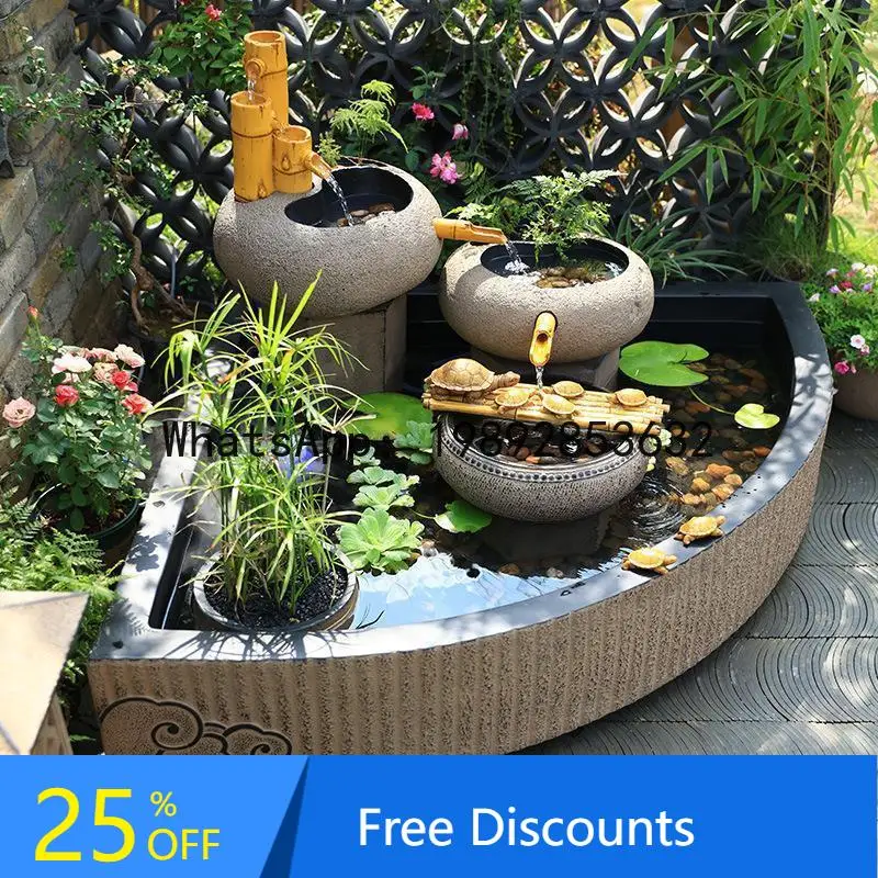 LYY Landscaping Courtyard Garden Decoration Landscape Rockery Water Feature Fountain Fish Pond Ornament Balcony Fish Tank