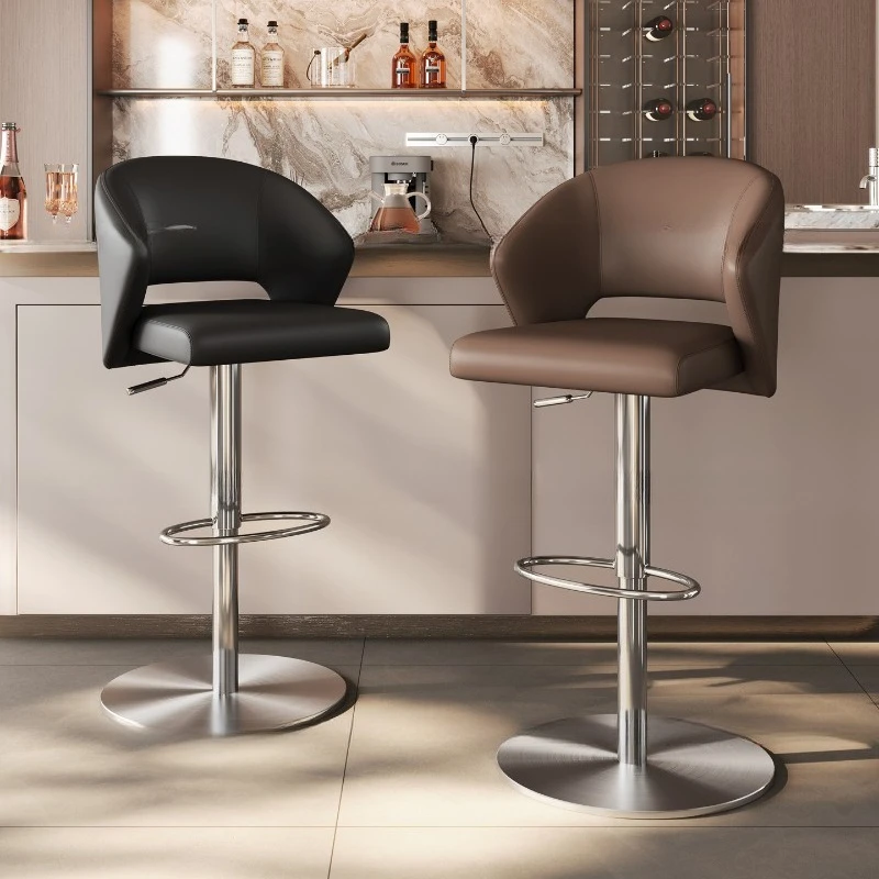 Ergonomic Minimalist Bar Stools Hairdressing Soft With Back Modern Bar Stools Leather Designer Taburete Alto Trendy Furniture