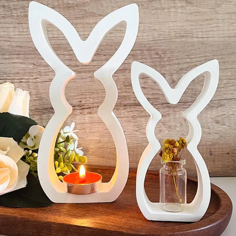 

Easter Hollow Rabbit Ornament Silicone Mold Cute Rabbit Shape Candle Mold Candle Easter Eggs Holder Plaster Decoration Mold