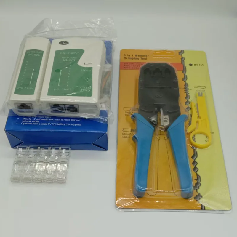 

Тестер сетевого кабеля + инструмент для обжима + НАБОР 10 шт. 8P8C