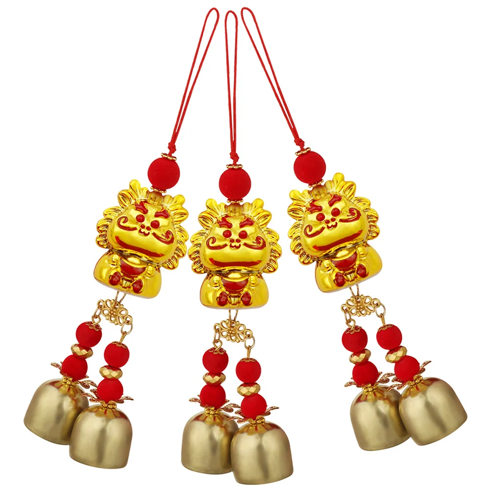 

3Pcs Spring Festival Bell Hanging Pendant Chinese Style Ornament for Living Room Bedroom Hotel Decorative Use Dragon Bell