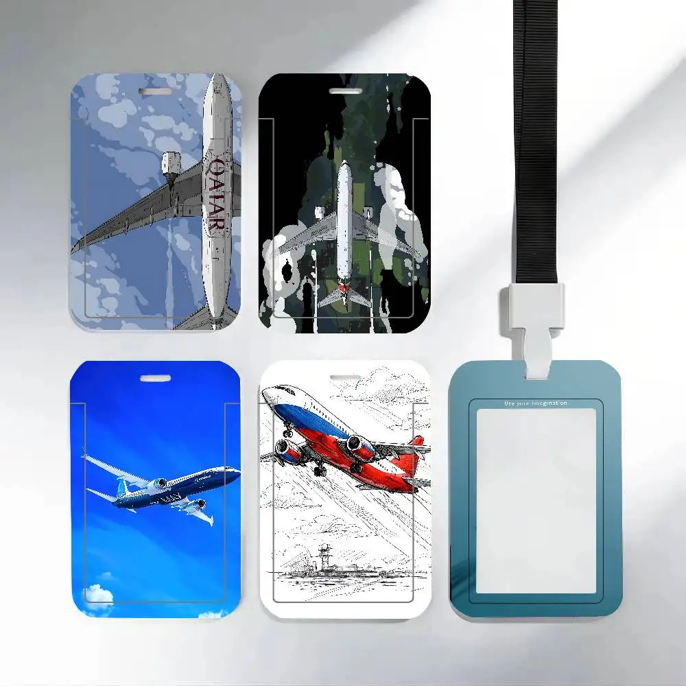 Aircraft Helicopter Airplane Clear ID Card Holder Lanyard Neck Strap Badge Case Door Credit Card Protector Daily Gift