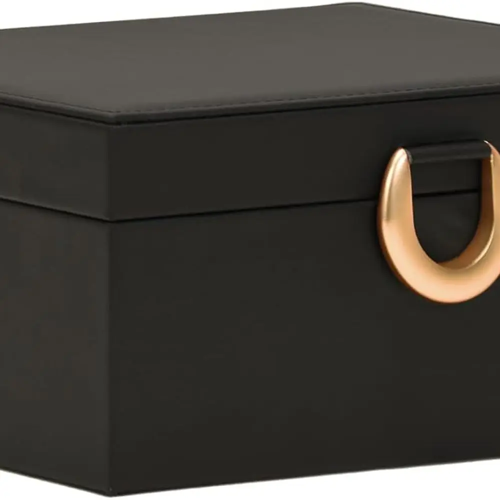 

Двухуровневая кожаная шкатулка для драгоценностей с золотой ручкой, съемный поднос для колец, серег, ожерелий, браслетов - идеальный подарок для женщин