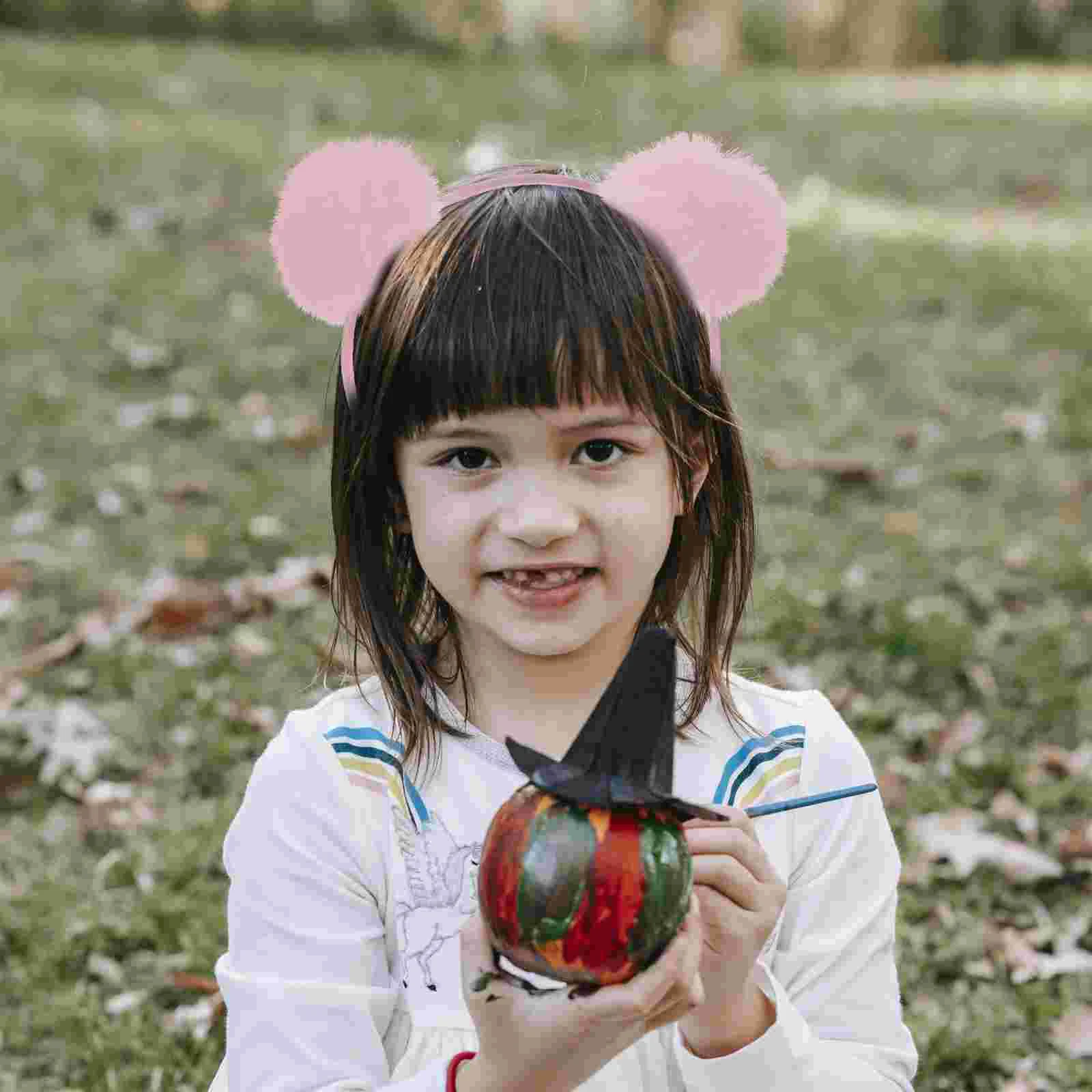 Diadema con bolas de piel, cinta para el pelo, diademas bonitas con pompón para fiesta de Cosplay, diademas de hierro de colores para cumpleaños y niños