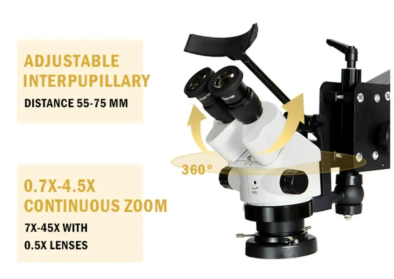 Adjustable Continuous Zoom Stereo Microscope 7X-45X Bench Bracket for Laboratory Jewelry Mobile Phone Repair And Setting Stone