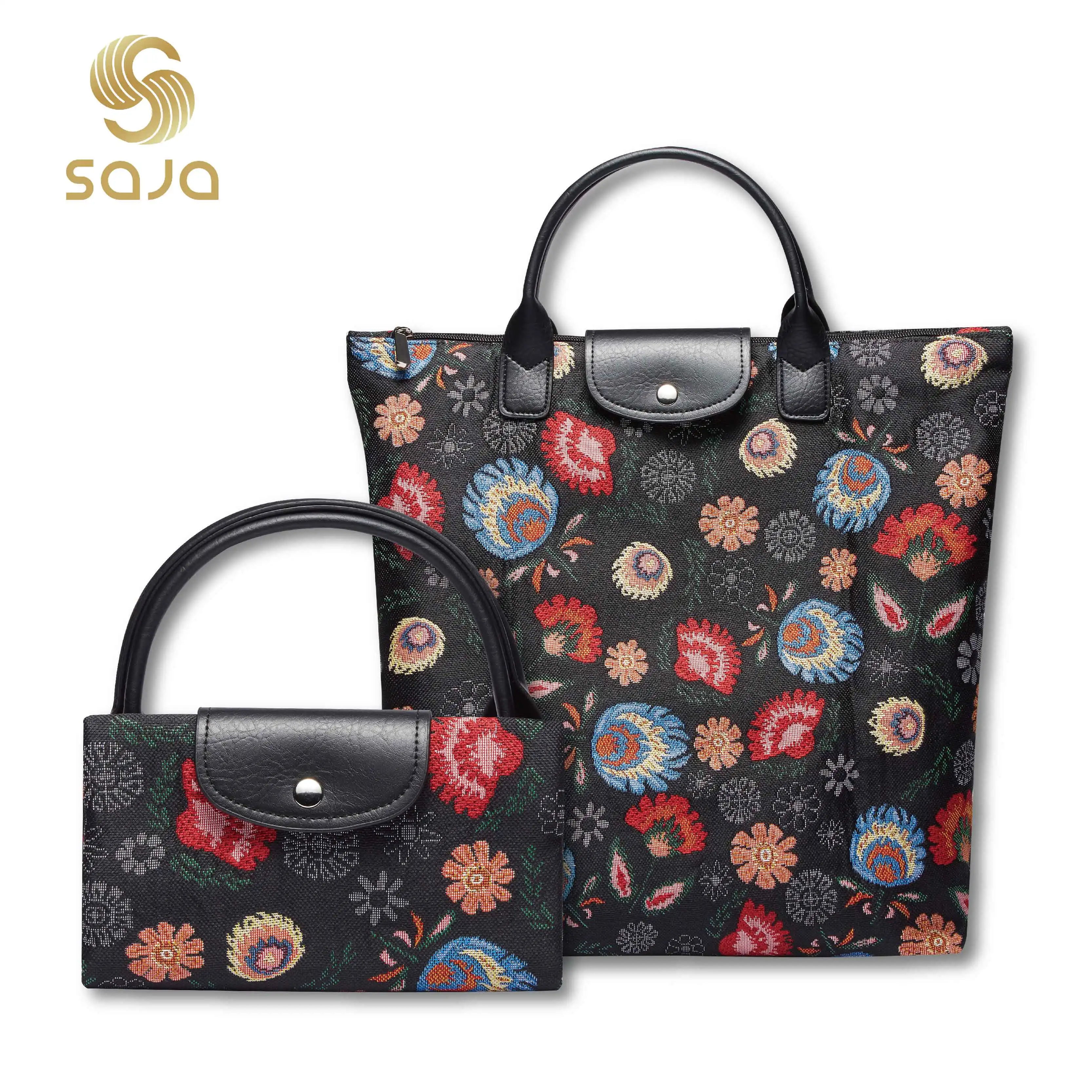 SAJA Fold Over Tote Bag Women's bag Large Shopping Bag Female Bag Handbag Garden Flower Clutch Tapestry Bag For Ladies Girl Gift