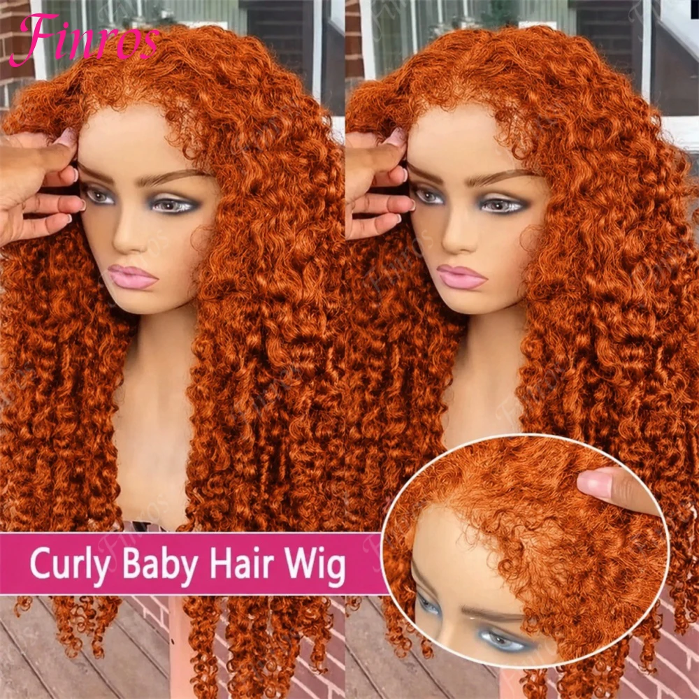 

Ginger Orange Burmese Curly Human Hair Wig 13x4 13x6 HD Lace Front Human Hair Wigs #350 Colored Lace Wig Pre Plucked 200 Density