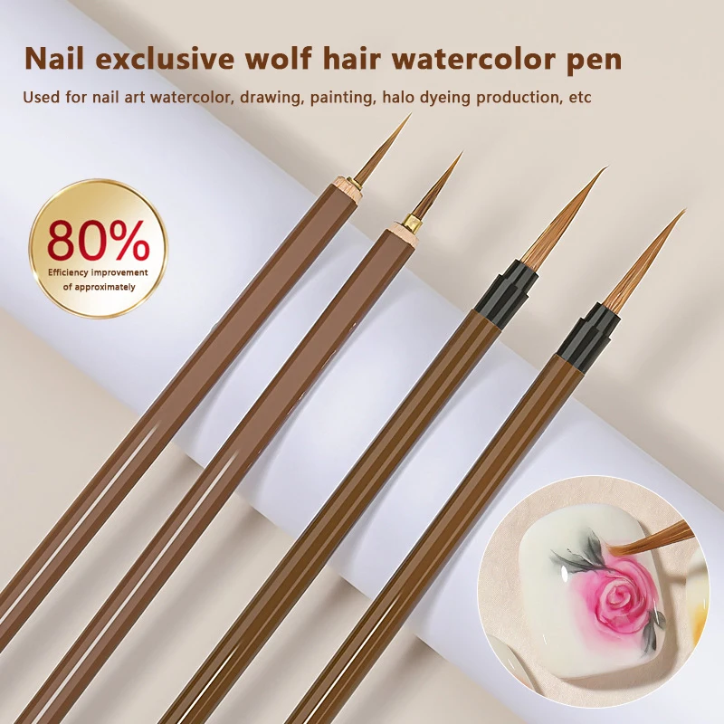 1Pcs 18.7cm/19cm Nail Art Wolf Hair Brush Pen Gel Painting Wire Drawing Pen Liner Polish Brushes Nail Design Tools