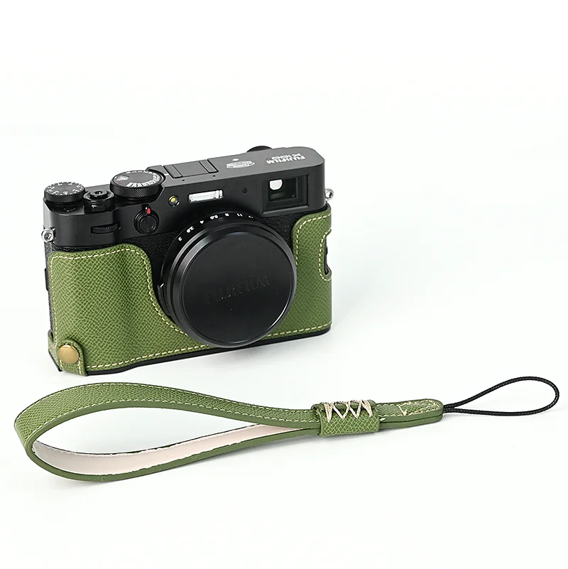 PU Leather Half Body Set Cover For FujiFilm Fuji X100V X-100V Camera Bottom Case With Battery Opening