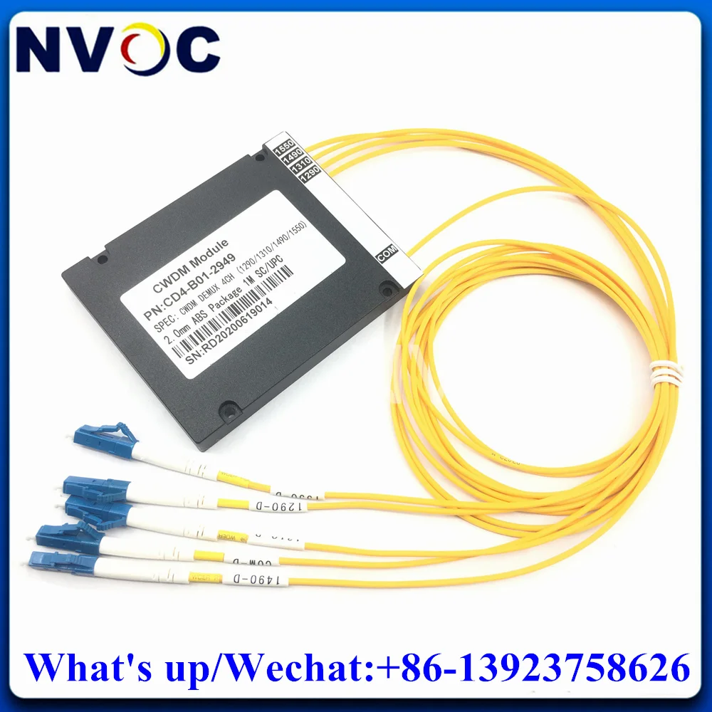 Imagem -06 - Fibra Ótica Cwdm Mux Demux Módulo 12701610nm 4way Única Fibra 2.0 mm Abs Caixa 1m Cabo com sc fc lc st Conector Óptico 4ch