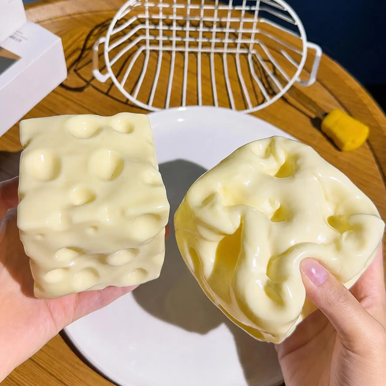 Motorcycle Vaseline Cheese Cube Squishy Toy Jumbo Size Soft Stress Ball Shapeable Squeeze Fidget Toy Non Rebound Sensory Gift image 3