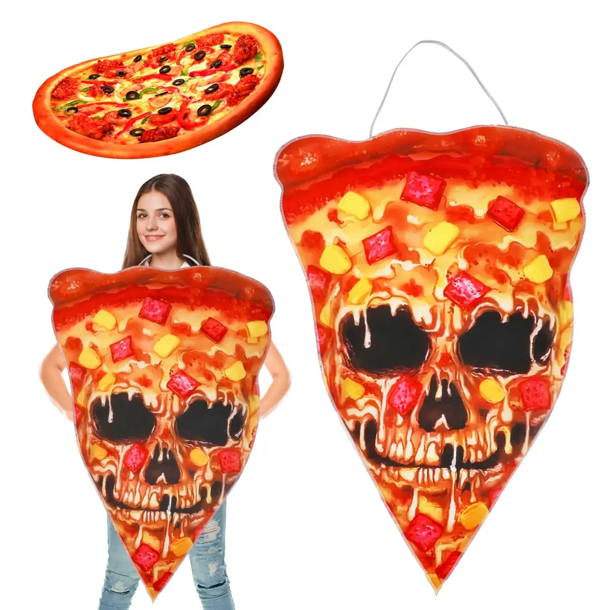 

Halloween Pizza Costume for Adult Pizza Slice Costume Funny Food Outfit for Women Men Party Cosplay Props
