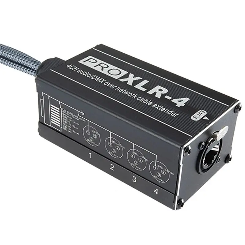 Leading-1Pair XLR Male/Female 4 Channel Snake 3Pin XLR/DMX To Cat5/Cat6 Ethernet Extender Black