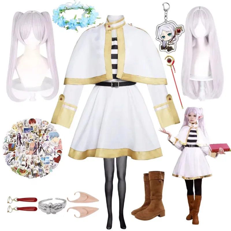 

Sousou No Frieren Cosplay Anime Magician Costume Wig Dress Elf Ear Accessory