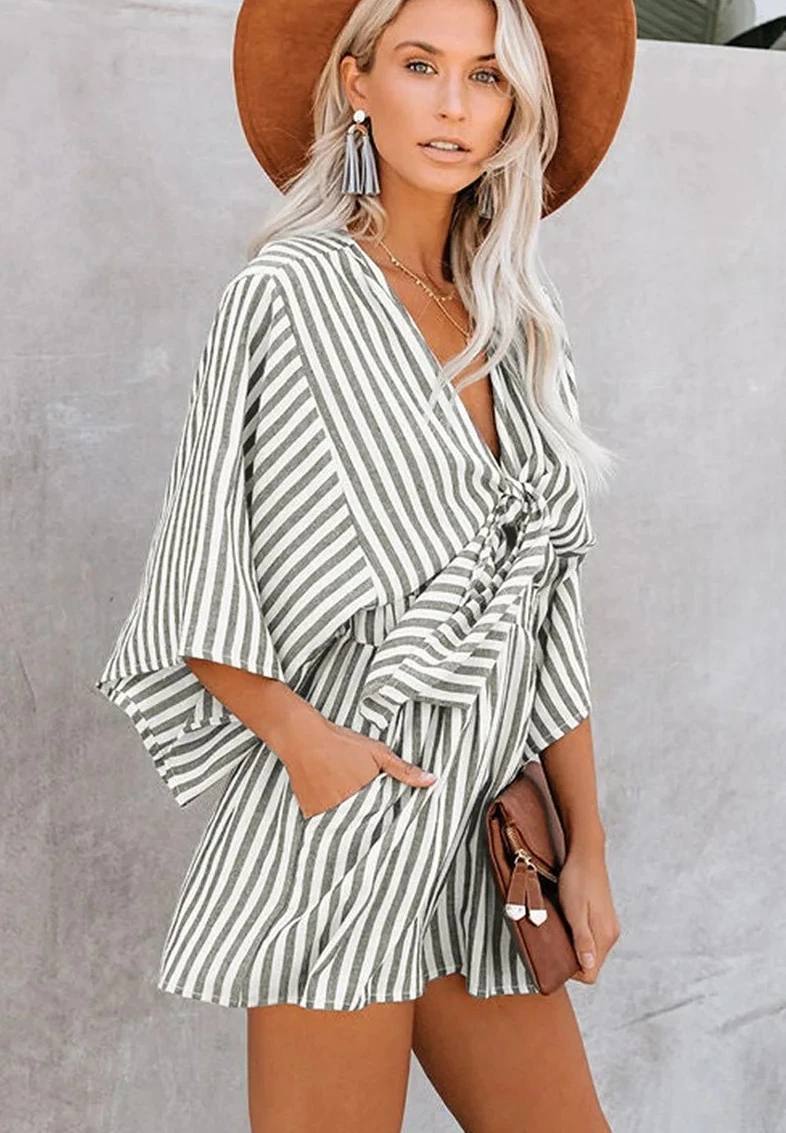 

Summer waist slimming striped jumpsuit for womenEuropean and American foreign trade