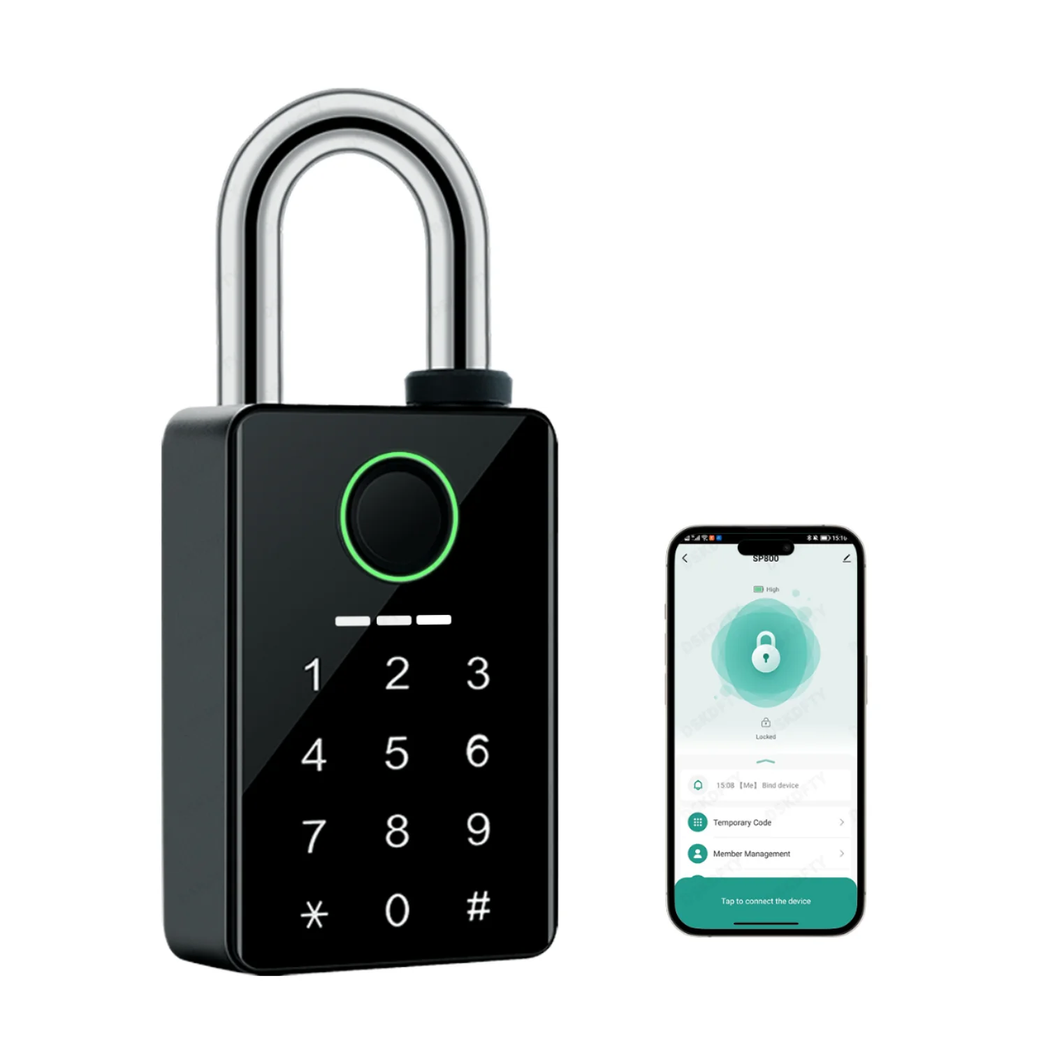 Сверхмощный IP67 водонепроницаемый умный замок из нержавеющей стали с паролем и отпечатком пальца для наружных железных ворот, склада