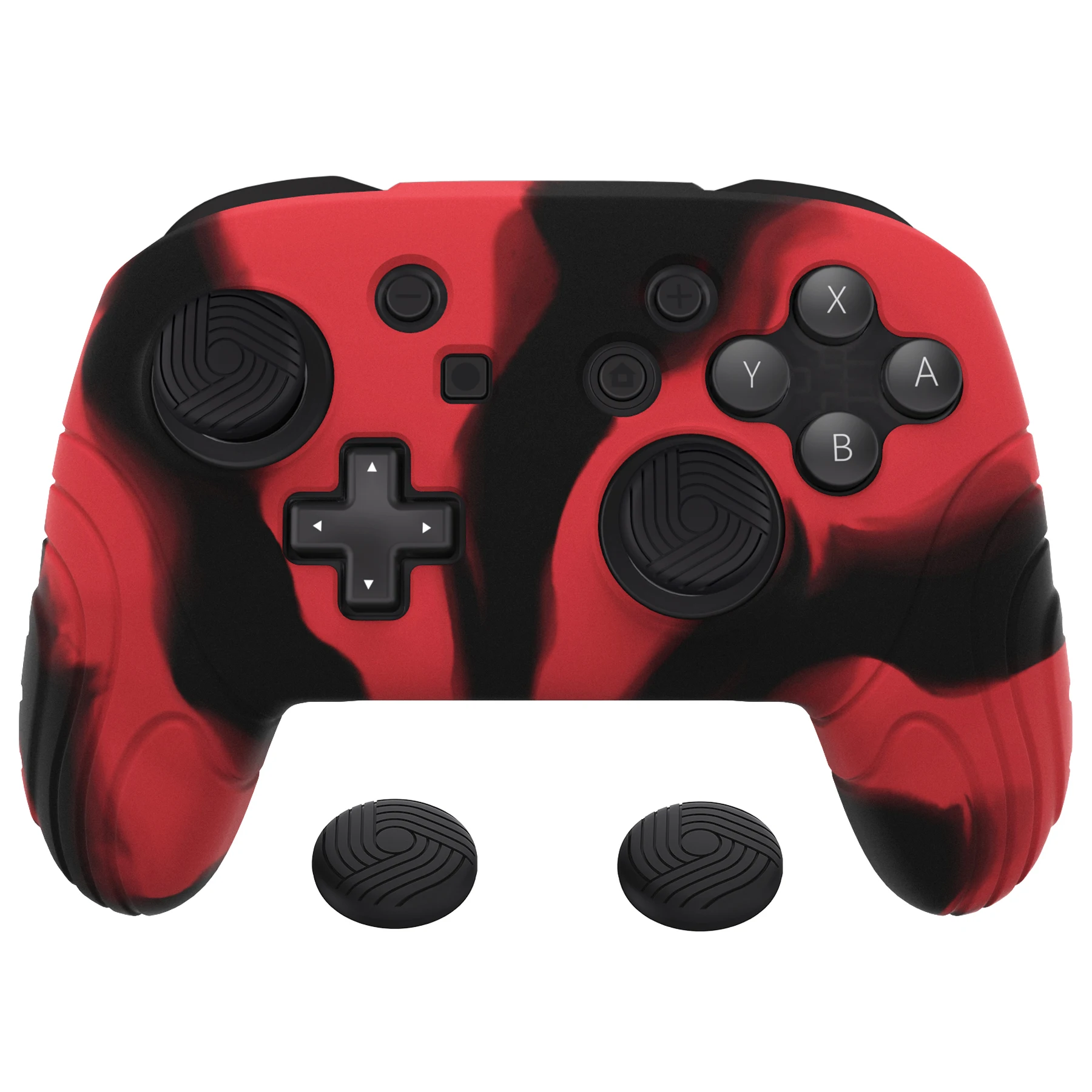 PlayVital Samurai Edition Ergonomic Silicone Skin Protective Case W/Thumb Grips for Nintendo Switch Pro - Red Black