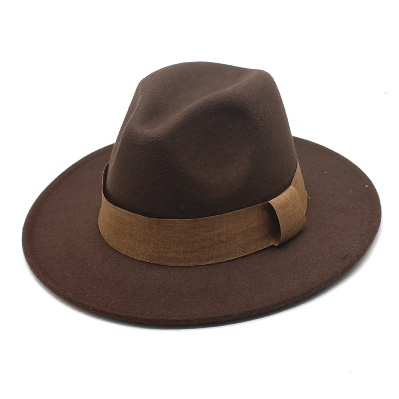 

New Same As Fashion Bloggers Brown Woolen Jazz Hat European And American Retro Big Brim Felt Hat Autumn And Winter